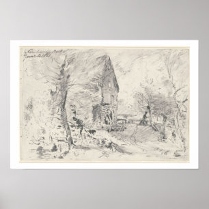 Watermill at Newbury (pencil) Poster