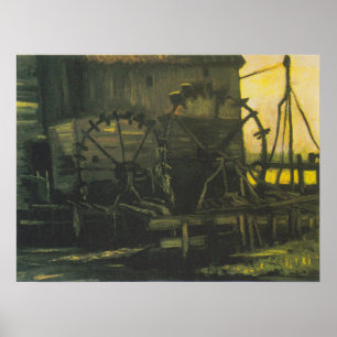Watermill in Gennep 3 Retro Style Art Poster