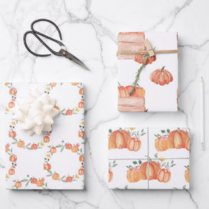 Waterolor Pumpkins Fall Autumn Wrapping Paper