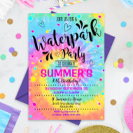 Waterpark Party Invitation Tie Dye Water Park