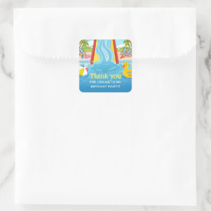 Waterpark Slide Child's Birthday Party Square Sticker