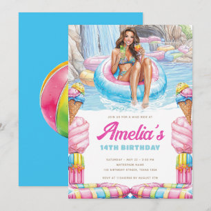 Waterpark Teen Pool Party Birthday Invitation
