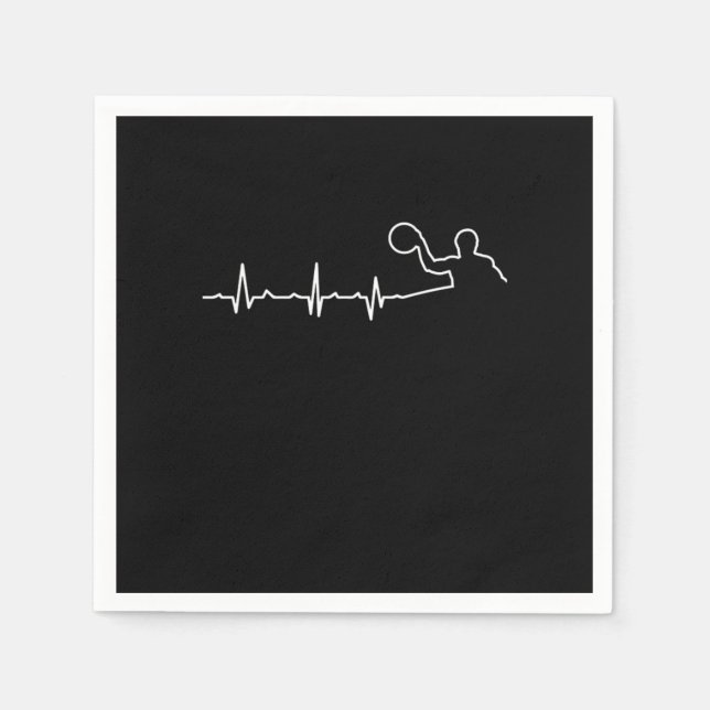 Waterpolo Heartbeat Surfing Watersports Swimmers P Napkin (Front)