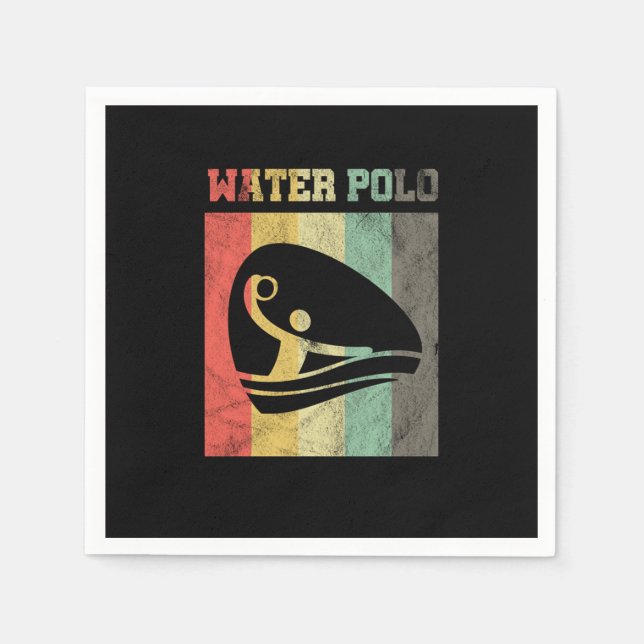 Waterpolo Vintage Retro Swimming Watersports Swimm Napkin (Front)