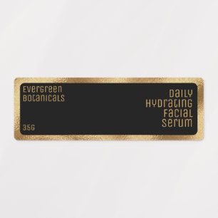 waterproof beauty product label - black and gold