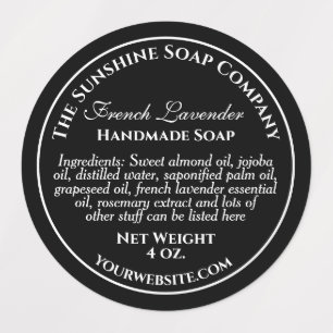 waterproof black w white text soap cosmetic labels