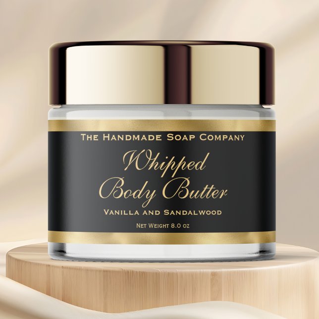 Waterproof Body Butter Jar Label Black & Gold Foil (Creator Uploaded)