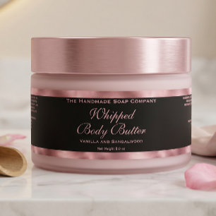 Waterproof Body Butter Jar Label Black & Pink Foil