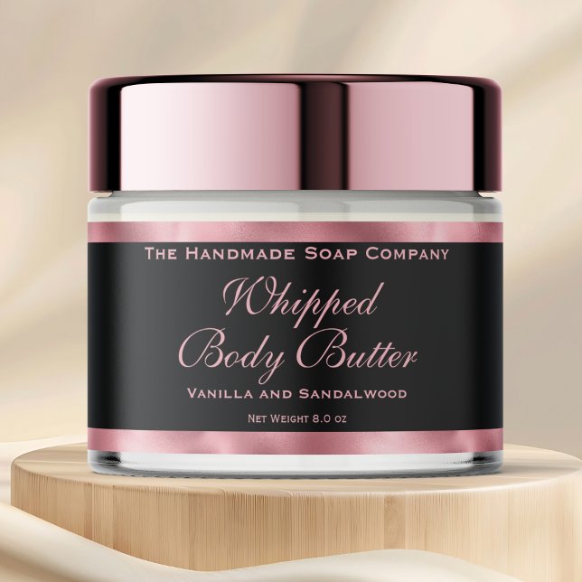 Waterproof Body Butter Jar Label Black & Pink Foil (Creator Uploaded)