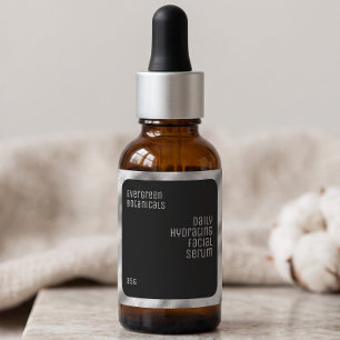 waterproof cosmetics label black and silver square