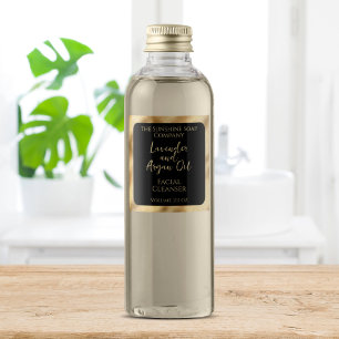 waterproof cosmetics product label - black & gold