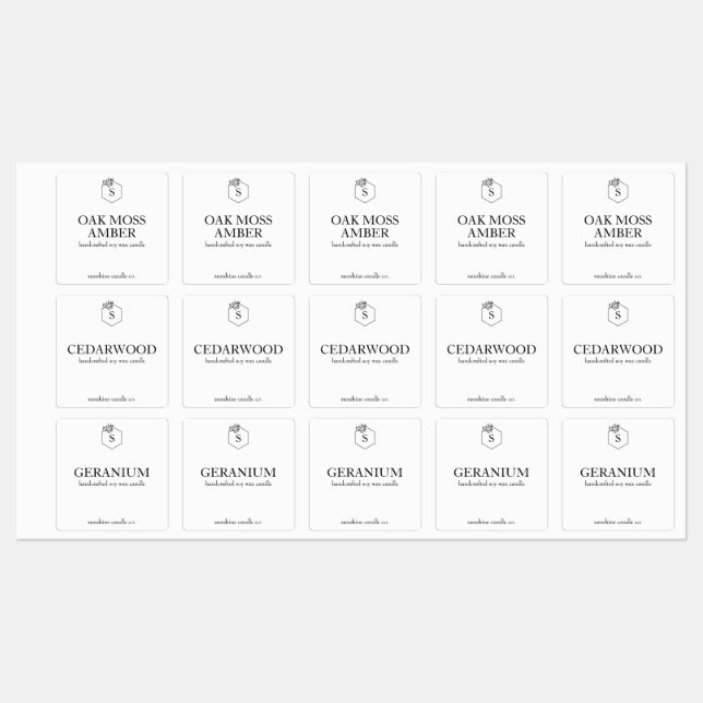 Waterproof Custom Candle Labels - Multiple Scents (Sheet)