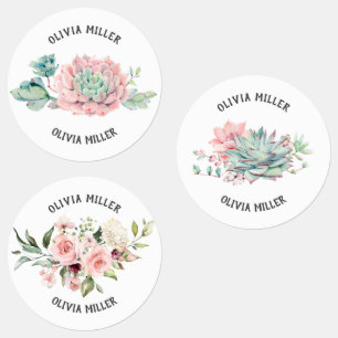 Waterproof floral rose succulent name labels 