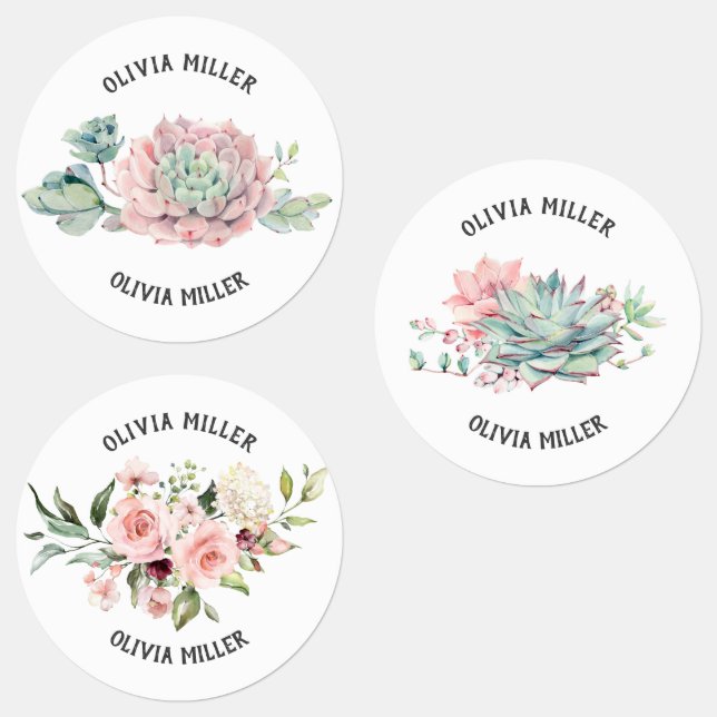 Waterproof floral rose succulent name labels  (Group)