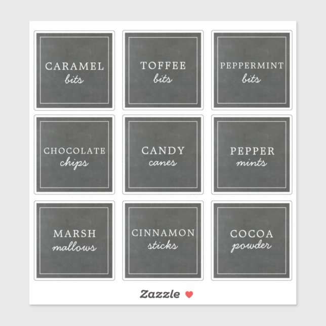 Waterproof Holiday Hot Chocolate Bar Jar Labels (Sheet)