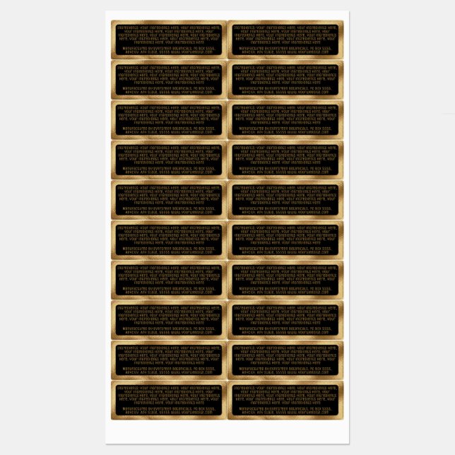 waterproof ingredients label black gold rectangle (Sheet)