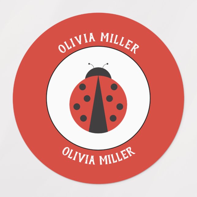 Waterproof ladybug labels for school camp daycare (Design 1)