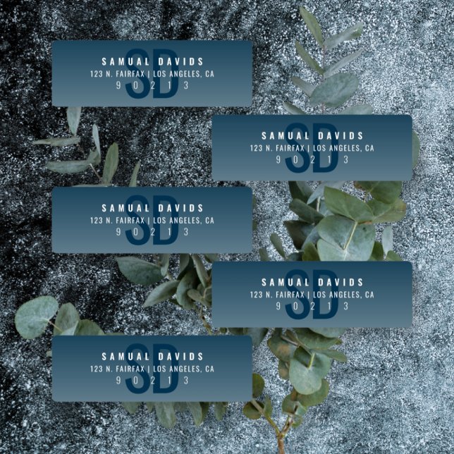 Waterproof Modern Bold Blue Ombre Address (Creator Uploaded)