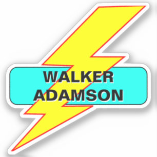 Waterproof Name Sticker for Kids (Lightning Bolt)