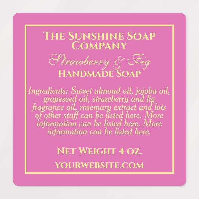 Waterproof pink yellow soap cosmetics ingredients (Design 3)