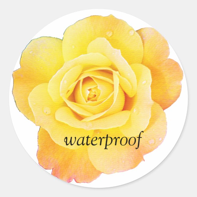 Waterproof Splash Free Yellow Rose Floral Wedding Classic Round Sticker (Front)