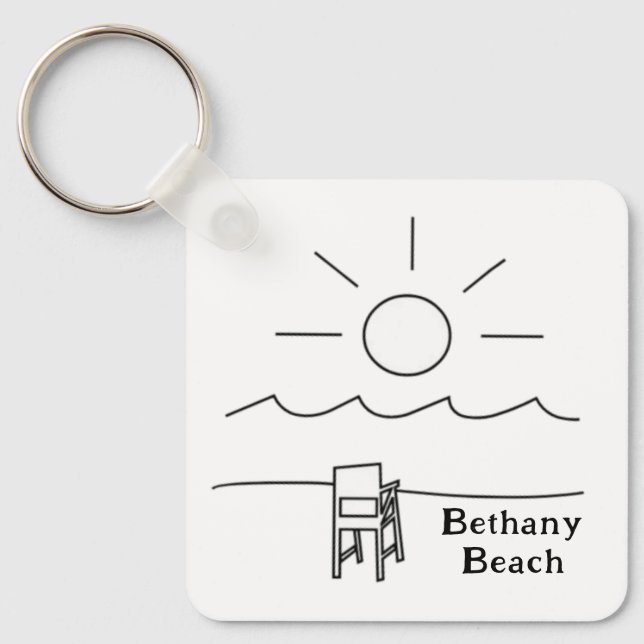 Waterproof transparent Bethany Beach sticker Key Ring (Front)