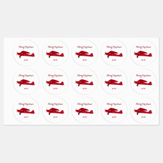 Waterproof Vinyl Product Christmas Aeroplane Label (Sheet)