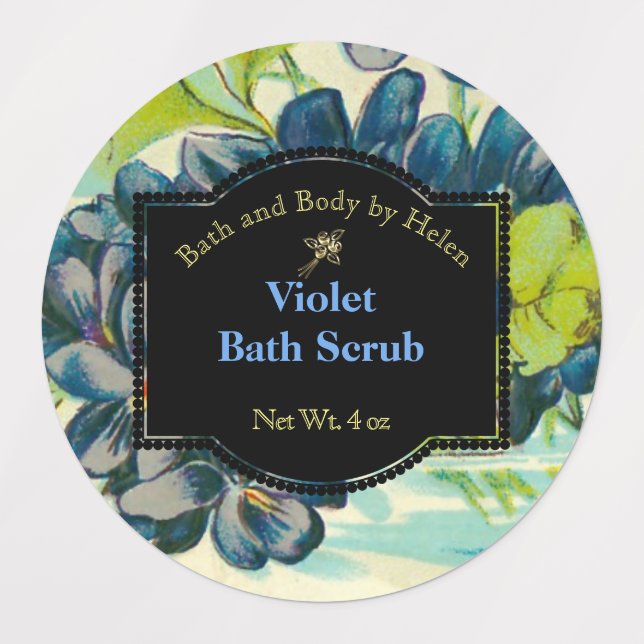 Waterproof Violet Bath and Body Care Label (Design 1)