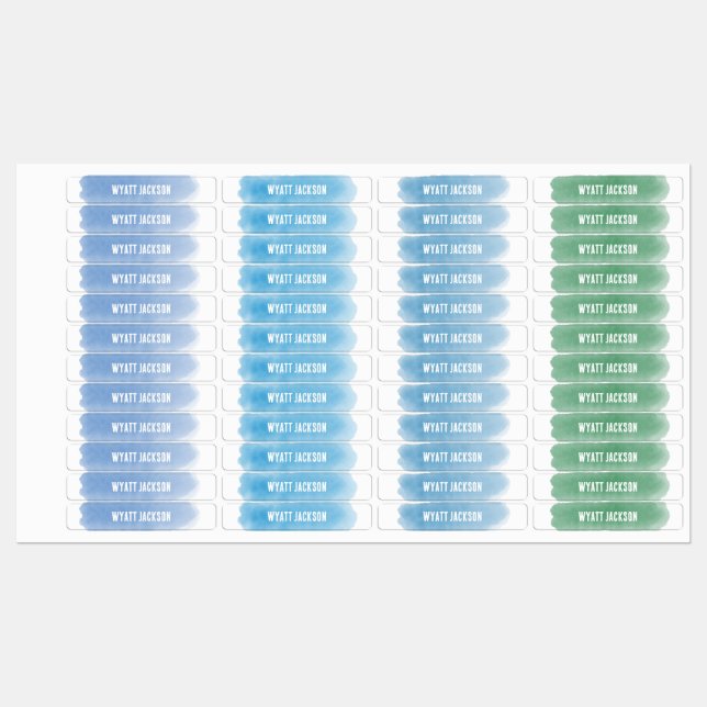 Waterproof Watercolor Daycare Name Labels (Sheet)