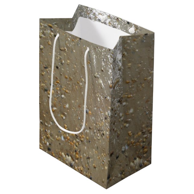 Water's Edge Stones Shells Beach Ocean Sand Summer Medium Gift Bag (Front Angled)
