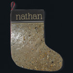 Water's Edge Stones Shells Beach Ocean Sand Summer Small Christmas Stocking<br><div class="desc">Ideal for holiday decorating! Christmas stocking features an original photograph of stones,  shells and pebbles at the edge of a sandy beach.

This design is also available on other products. Don't see what you're looking for? Need help with customisation? Contact Rebecca to have something designed just for you.</div>