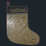 Water's Edge Stones Shells Beach Ocean Sand Summer Small Christmas Stocking<br><div class="desc">Ideal for holiday decorating! Christmas stocking features an original photograph of stones,  shells and pebbles at the edge of a sandy beach.

This design is also available on other products. Don't see what you're looking for? Need help with customisation? Contact Rebecca to have something designed just for you.</div>
