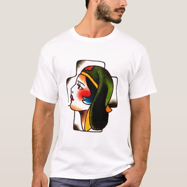 Waters girl head by Gentle tattoo flash T-Shirt (Front)