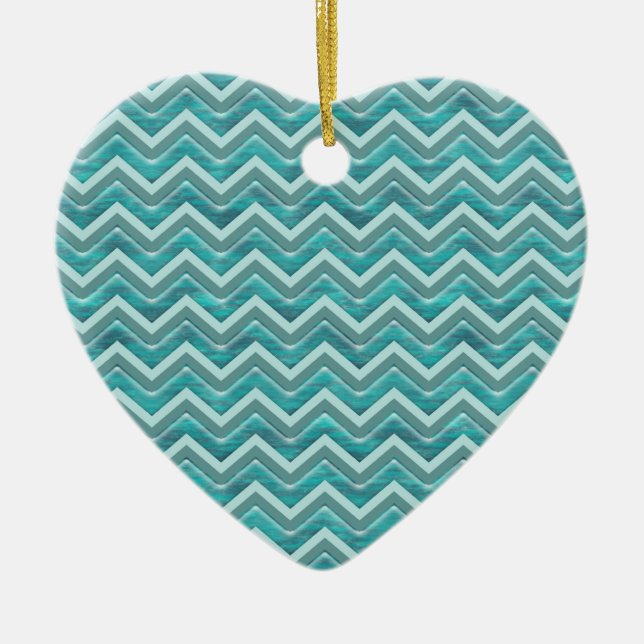 Waters Glitter Chevron Pattern Ceramic Tree Decoration (Front)