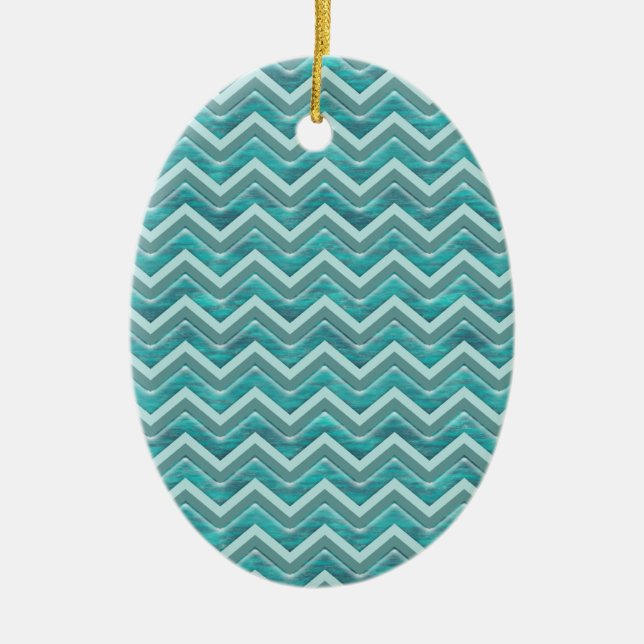 Waters Glitter Chevron Pattern Ceramic Tree Decoration (Front)
