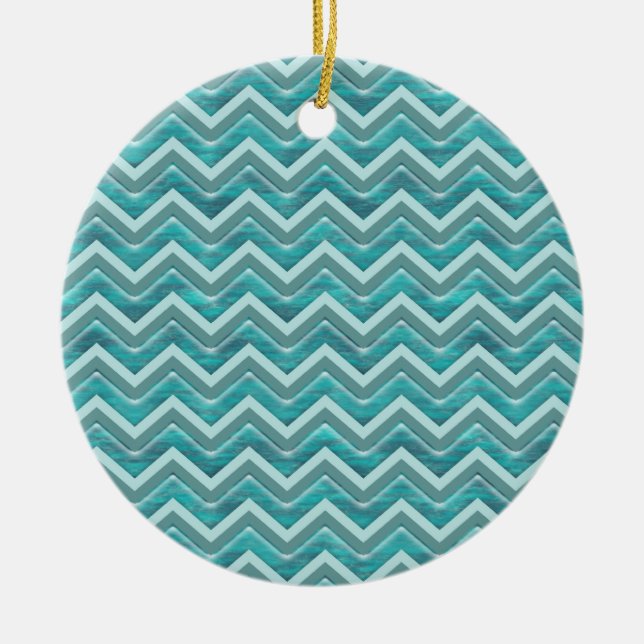 Waters Glitter Chevron Pattern Ceramic Tree Decoration (Front)