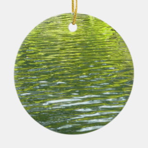 Waters of Oak Creek Yellow and Green Nature Photo Ceramic Tree Decoration