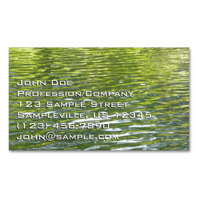 Waters of Oak Creek Yellow and Green Nature Photo Magnetic Business Card (Front)