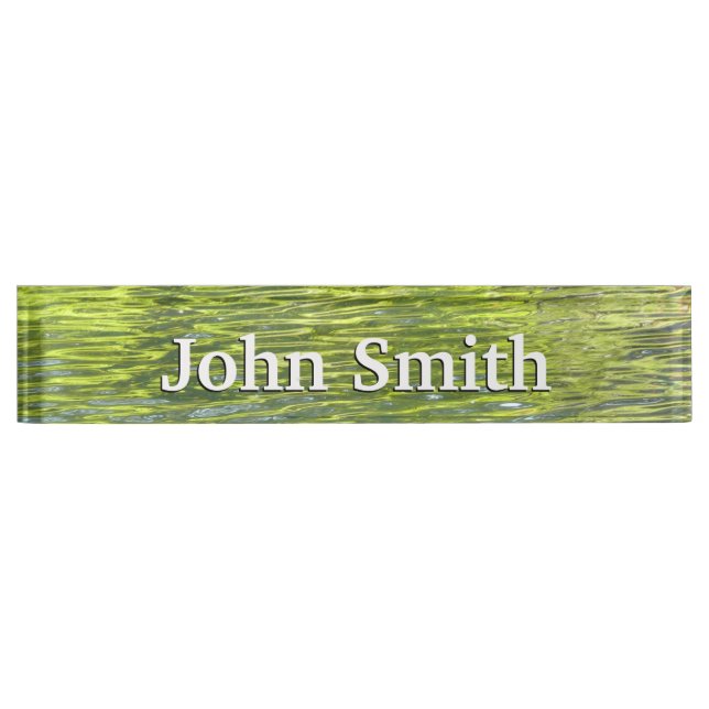 Waters of Oak Creek Yellow and Green Nature Photo Nameplate (Front)
