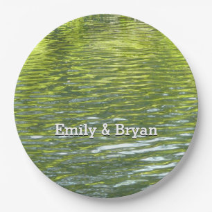 Waters of Oak Creek Yellow and Green Nature Photo Paper Plate