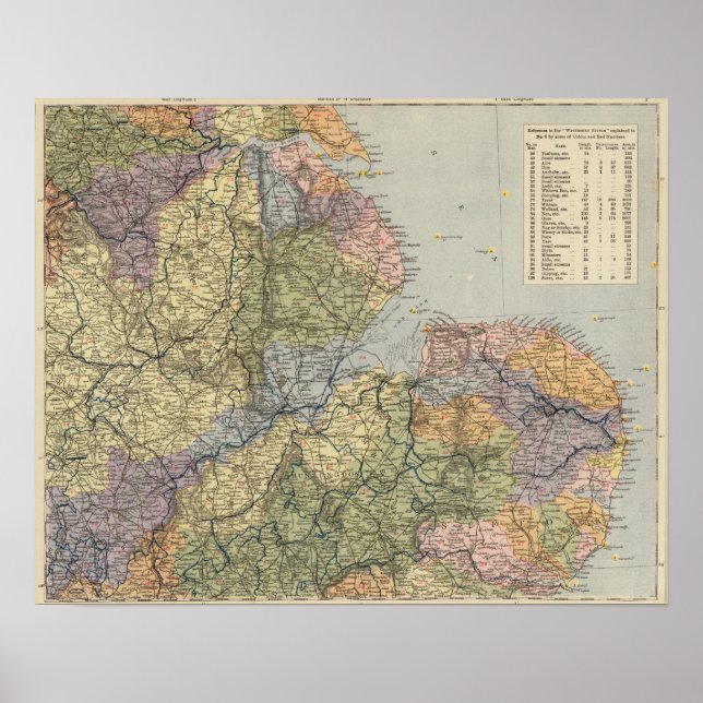 Watershed map England, Wales 4 Poster (Front)