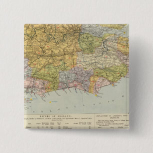Watershed map England, Wales 6 15 Cm Square Badge