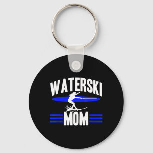 Waterski Mom Women Athletes Water Skiing Wave Love Key Ring