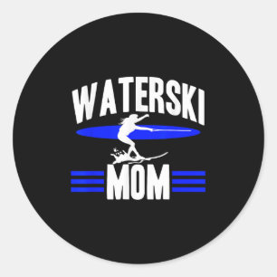 Waterski Mum Women Athletes Water Skiing Wave Love Classic Round Sticker