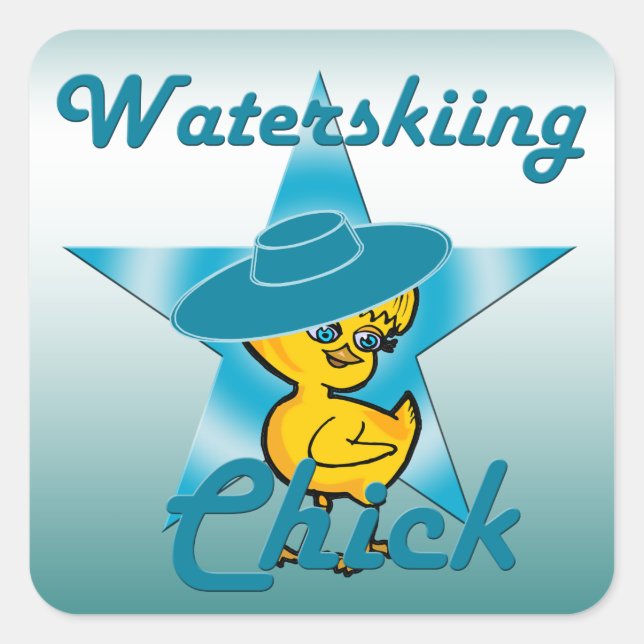 Waterskiing Chick #7 Square Sticker (Front)