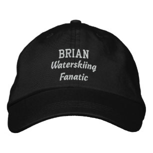 Waterskiing Fanatic Custom Name V08I Embroidered Hat