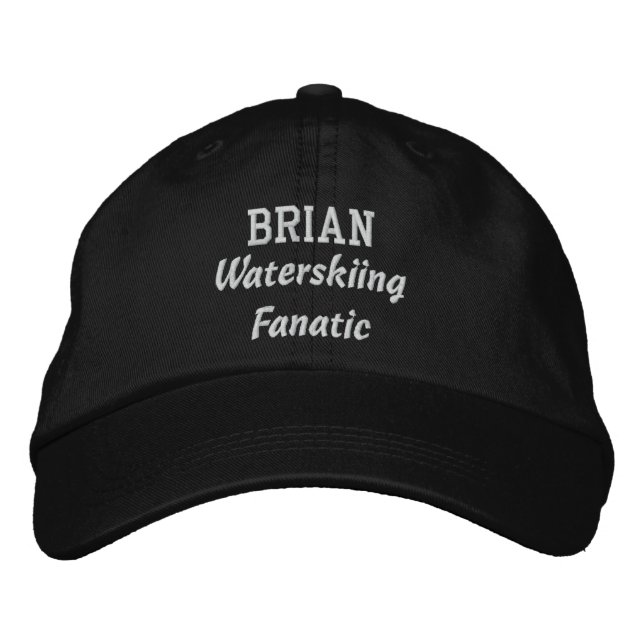 Waterskiing Fanatic Custom Name V08I Embroidered Hat (Front)