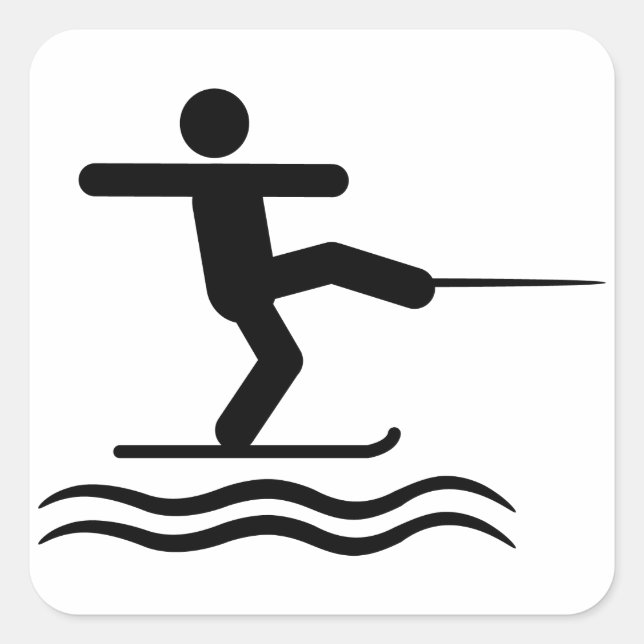 Waterskiing Square Sticker (Front)