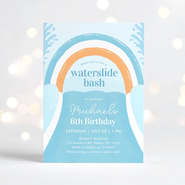 Waterslide Bash Summer Birthday Invitation (Creator Uploaded)