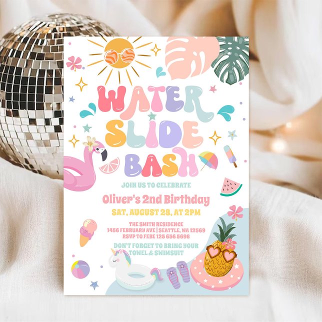 Waterslide Bash Tropical Summer Birthday  Invitation (Creator Uploaded)